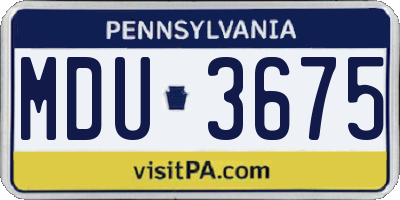 PA license plate MDU3675