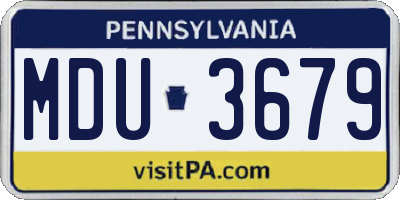 PA license plate MDU3679