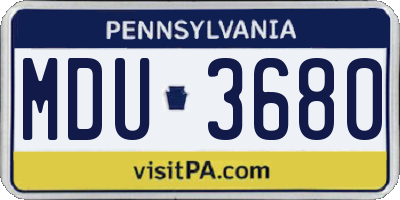 PA license plate MDU3680
