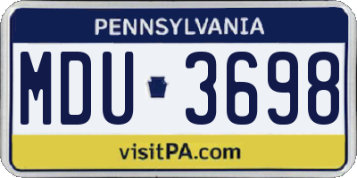 PA license plate MDU3698