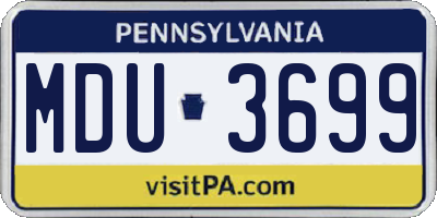 PA license plate MDU3699