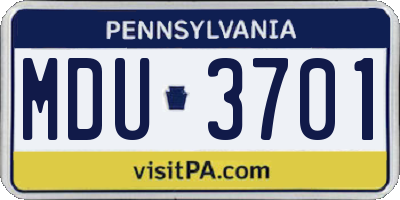 PA license plate MDU3701