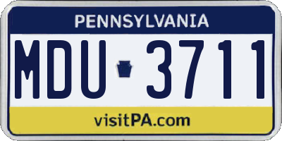 PA license plate MDU3711