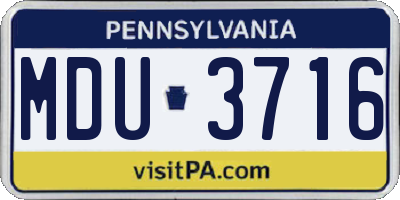 PA license plate MDU3716