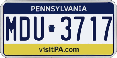 PA license plate MDU3717