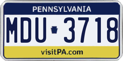 PA license plate MDU3718