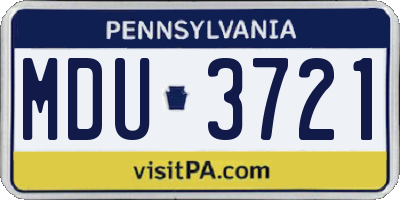 PA license plate MDU3721
