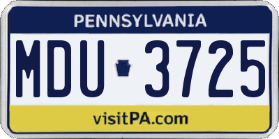PA license plate MDU3725