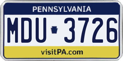 PA license plate MDU3726