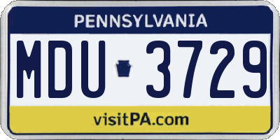 PA license plate MDU3729