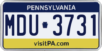 PA license plate MDU3731