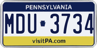 PA license plate MDU3734