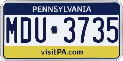 PA license plate MDU3735