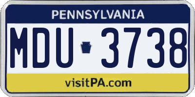 PA license plate MDU3738