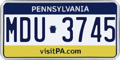 PA license plate MDU3745