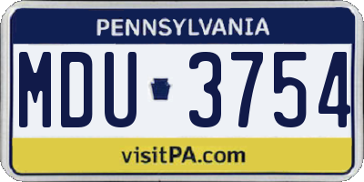 PA license plate MDU3754