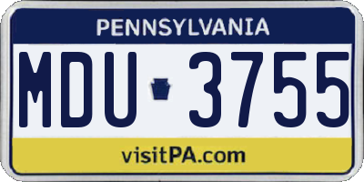 PA license plate MDU3755