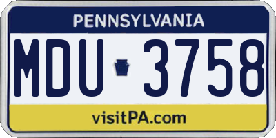 PA license plate MDU3758