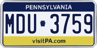 PA license plate MDU3759
