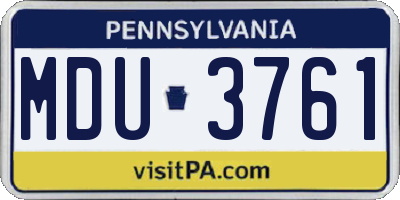 PA license plate MDU3761