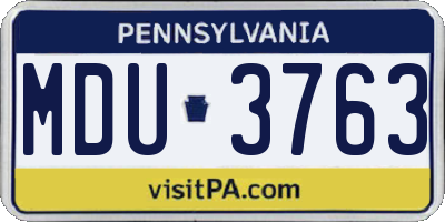 PA license plate MDU3763