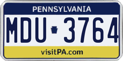 PA license plate MDU3764