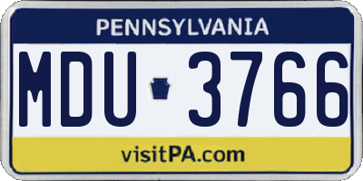 PA license plate MDU3766