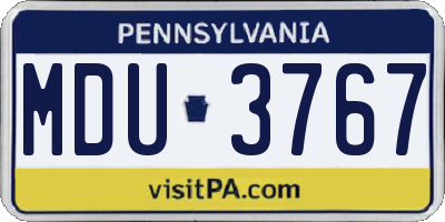 PA license plate MDU3767