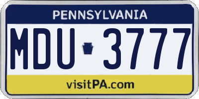 PA license plate MDU3777