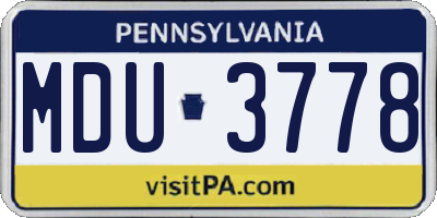 PA license plate MDU3778