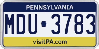 PA license plate MDU3783