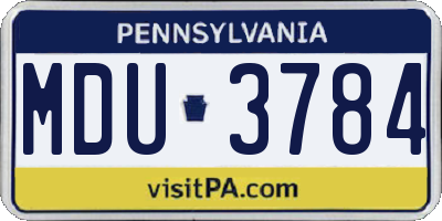 PA license plate MDU3784