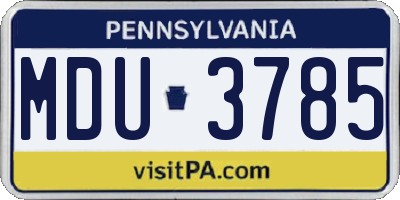 PA license plate MDU3785
