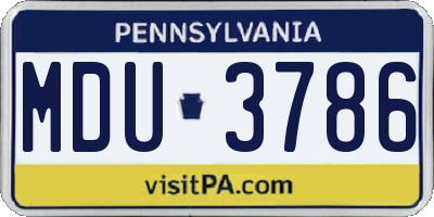 PA license plate MDU3786