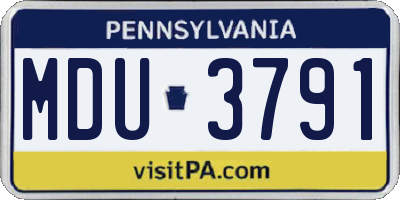 PA license plate MDU3791