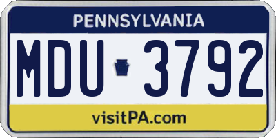 PA license plate MDU3792