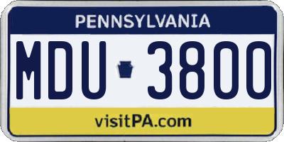 PA license plate MDU3800