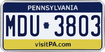 PA license plate MDU3803