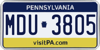 PA license plate MDU3805