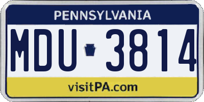 PA license plate MDU3814