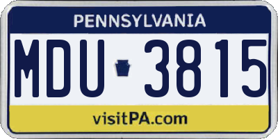 PA license plate MDU3815