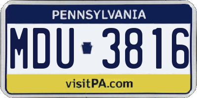 PA license plate MDU3816