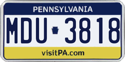 PA license plate MDU3818