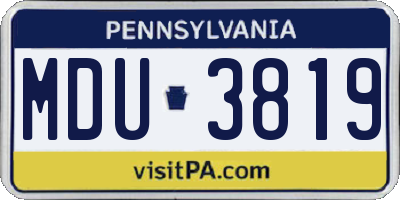 PA license plate MDU3819