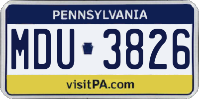 PA license plate MDU3826