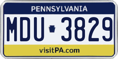 PA license plate MDU3829