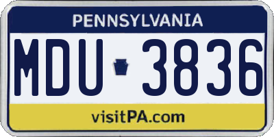 PA license plate MDU3836