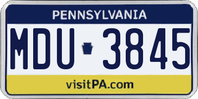 PA license plate MDU3845