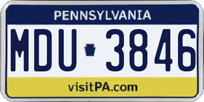 PA license plate MDU3846