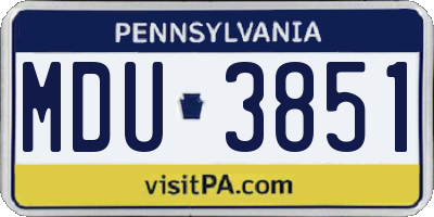 PA license plate MDU3851